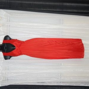 Vintage Red Low V-Neck Sleeveless Maxi Sexy Party Dress SzS